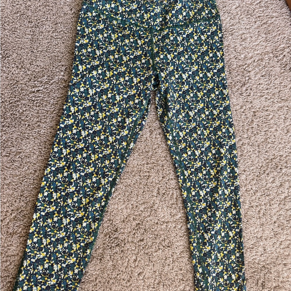 Outdoor Voices Green and Yellow floral Capri Leggings